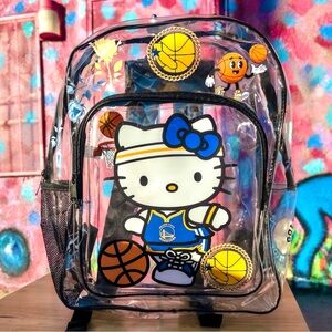 HELLO KITTY Golden State Warriors Clear Backpack 15” - Black | Handmade
